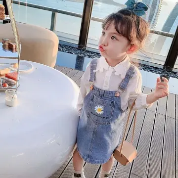  Girls Denim Dungaree Dress Kids Fashion Denim Skirt Stretch  Jeans Dungarees Dress Pinafore Blue 6-7 Years: Clothing, Shoes & Jewelry