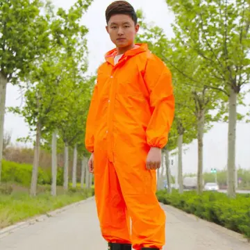 Waterproof Overalls Hooded Rain Coveralls Work Clothing Dust-proof Paint  Spray Unisex Raincoat Workwear Safety Suits