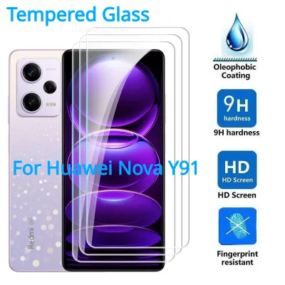 คลังสินค้าพร้อมฟิล์มสำหรับ Huawei Nova กระจกเทมเปอร์2-3ชิ้น Y91 Nova Y 91กระจกเทมเปอร์ป้องกันจอฟิล์มฟิล์มกันรอยใส