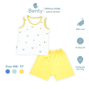Bộ ba lỗ quần áo trẻ em họa tiết BENTY cotton mềm mịn mát