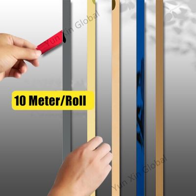 【YF】 10M/Roll Gold Wall Sticker Strip Stainless Steel Flat Self Adhesive Living Room Decoration Mirrors for Home Edge