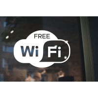 วอลเปเปอร์ติดผนัง สติ๊กเกอร์ติดกระจก สติกเกอร์หน้าร้าน Free wifi ขนาด 30 x 20 cm. (G0032) โปสเตอร์ วอลเปเปอร์สติ๊กเกอร์