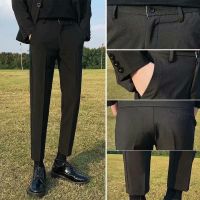 COD dsfgerrety [COD] New Korean Fashion Mens Suit Pants Drop Feeling Crease Versatile Casual Pants High Quality Mens and Womens Capris Stock Fast Delivery，Siyam-na-point suit pantalon kaswal pantalon