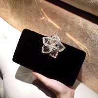 Hot selling New velvet rhinestone flower dinner bag dress banquet bridesmaid ladies all-match female clutch