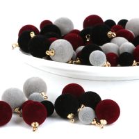 10Pcs/lot New 12mm/8mm Cloth Flocking Circular Pierced Buttons Black/Grey/Burgundy Beads Fit Garment Bags Crafts Decoration Haberdashery