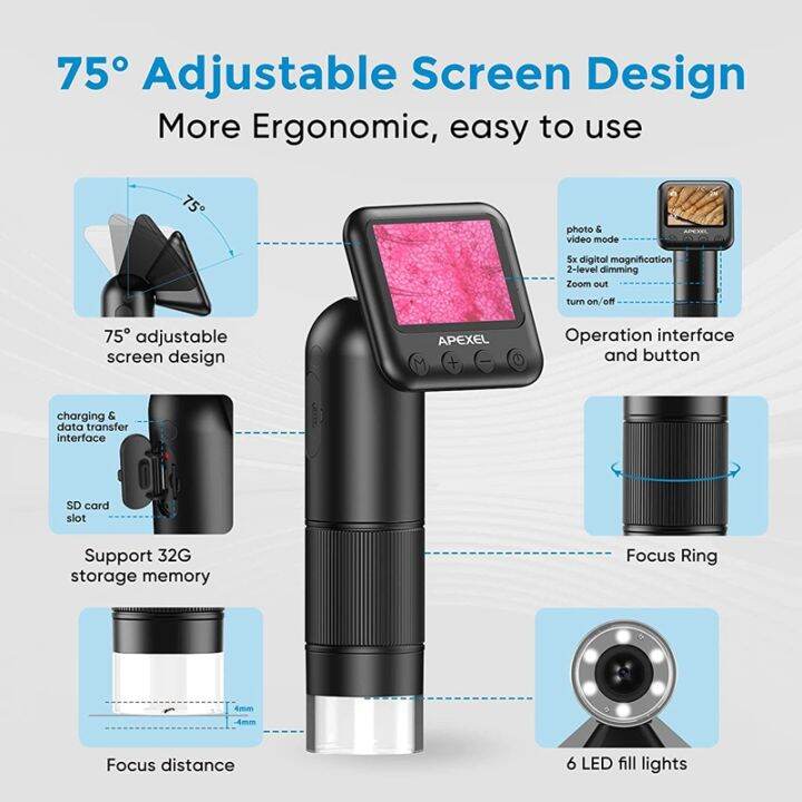 apexel-handheld-digital-microscope-electronic-magnifier-camera-with-2-inch-lcd-screen-for-kids