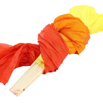 8X Beautiful Silk Three Color Gradient Flame Dance Fan Hand Folding Bamboo Fan Decoration Fan for Ladies Womens