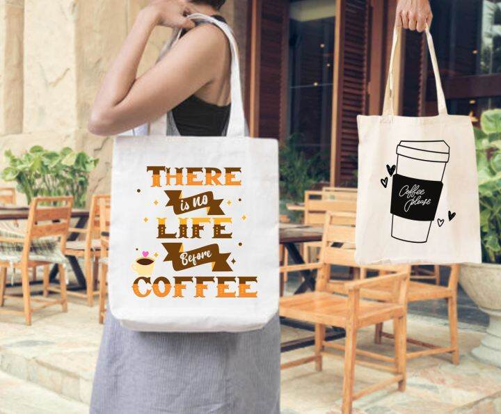 CANVAS TOTE BAG COFFEE LOVER DESIGN | Lazada PH