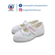 Giày bata xé dan da si thêu hoa hồng Asia, Giày Asia nữ xé dán