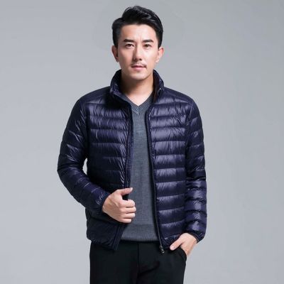 ZZOOI Large Size Mens White Duck Coast Fashion Stand-up Collar Light Loose Jackets Solid Color Winter New Down Coats Male