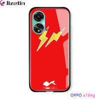 Jizetin เคส OPPO A78 4G เคสลายการ์ตูนสำหรับเด็กผู้หญิงและผู้หญิง Pocket Monster เคสโลโก้ Flash กันกระแทกฝาหลังกระจกเทมเปอร์