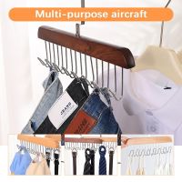 Multiple Hook Hanger Multifunctional Hanger Wooden Belt Hanger Closet Storage Hangers Non-slip Storage Rack