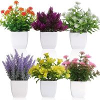 Artificial Flowers Small Fake Plants with Pot Mini Potted Plants for House Office Tabletop Decoration