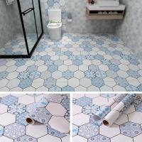 60CM PVC Self Adhesive Floor Tile Sticker Bathroom Waterproof Peel Stick Flooring Sheet Non Slip KitchenToilet Living Room Decor