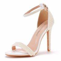 9 cm high-heeled sandals bridesmaid wedding word cingulate sequins Roman sandals fine crystal with glass slipper