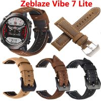 สายหนังถอดเร็ว20มม. 22มม. สำหรับ Zeblaze Vibe 7 Lite Pro ของแท้สายนาฬิกาหนังแท้ย้อนยุค