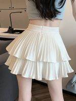 ✑ French white fluffy cake skirt for women summer 2023 new small high-waisted a-line pleated skirt