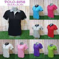 เสื้อโปโลผู้หญิง POLO2058 รุ่นผ้าหนา แต่งสีสาป แขนจั๊มครึ่งแฉกลูกศร ใส่สบาย ผ้าจูติลิงค์เนื้อหนา มีบริการปักโลโก้หรือรีดเฟร็ก