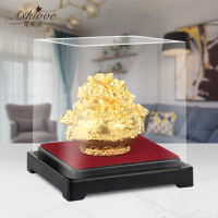 Gold Leaf Treasure Bowl Chinese Fengshui Wealth Jubaopen Treasure Bowl Statue lucky fortune Gold Foil Crafts Home office decor