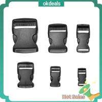 OKDEALS 2/5/10/20/30 pcs 6 ขนาด ฮาร์ดแวร์ Dual ปรับได้ พลาสติกสีดำ ล็อคสร้อยข้อมือ Paracord หัวเข็มขัดด้านข้าง หัวเข็มขัดโค้ง อะไหล่เข็มขัดเป้