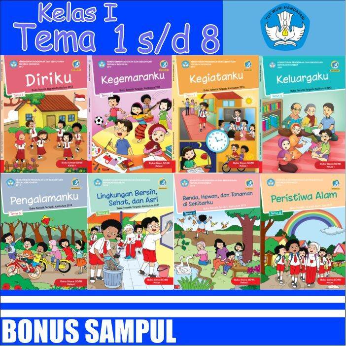 Buku pelajaran tematik tema kelas 1 sd mi tema 1 2 3 4 5 6 7 8 | Lazada ...