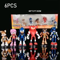 6pcs/set Super Sound Movie Game Dolls Hedgehog pvc figure toy kids birthday gift