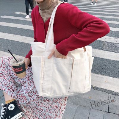 【hot sale】﹉❏№ C16 Womens Canvas Shoulder Tote Bag Lady Casual Handbags with Multiple Pockets Sling Shopping School Bags