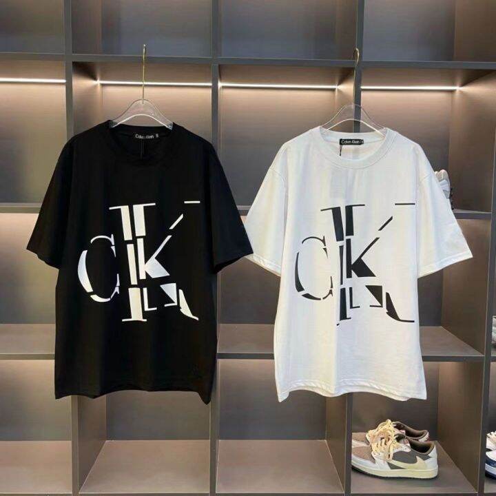 เสื้อยืดแฟชั่นพิมพ์ตัวอักษร-c-ของแท้สำหรับฤดูร้อนเสื้อคอกลมแขนสั้นสีดำและสีขาวเรียบง่ายที่มีชื่อเสียงสำหรับผู้ชายและผู้หญิงเล่นอินเทอร์เน็ต