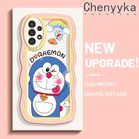 Chenyyka เคสสำหรับ Samsung Galaxy A13 A13 5G A04s เคสการ์ตูนโดราเอมอนน่ารักรูปแบบใหม่สี Macaron Wave ขอบนุ่มกันกระแทกแบบใสเคสมือถือ Creative โปร่งใสกล้องถ่ายรูปปลอกซิลิกาเจลป้องกัน