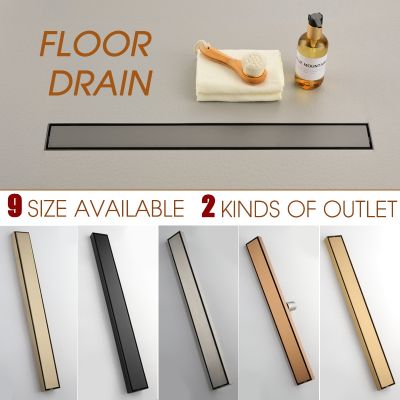 Floor Drain Extra Long 30/40/50/60/70/80/90/100 Hidden Visible Water Outlet Drain Stainless Steel Black Rose Gold Grey