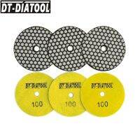 DT-DIATOOL Grit 50 6/12pcs Dry Polishing Pads Resin Bond Flexible For Marble Ceramic 4 /100mm Granite Sanding Disc