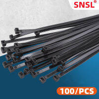 100PCS Self-lockingสายผูก 3*100/4*150/5*200 หน้าแปลนพลาสติกสีดำ,สายหัวเข็มขัด,ซิปผูก,สายผูกOrganizerสายTi-Shumue