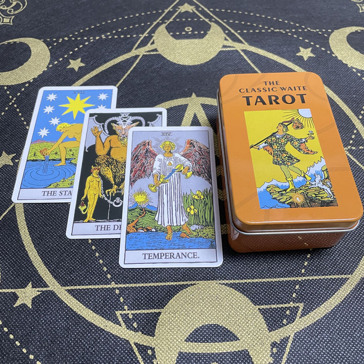 กล่องเหล็ก-cartas-ไพ่ทาโรต์ดาดฟ้าแท่นบูชาลึกลับลึกลับการซื้อขาย-astrologie-การ์ดเกมการคาดการณ์รุ่นภาษาอังกฤษคาถา