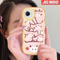 JIUMOO เคสสำหรับ Realme C30 C30s Narzo 50i ดีไซน์ใหม่ลายการ์ตูนหมูน่ารักแฟชั่นขอบคลื่นเคสป้องกันเลนส์กล้องซิลิโคนนิ่มกันกระแทก