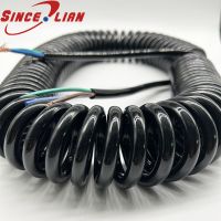 Large Circle Spiral Wire 3 core 2.0 Square Telescopic Wire Black White Spiral Cable Three core Power Cord Pure Copper Wire