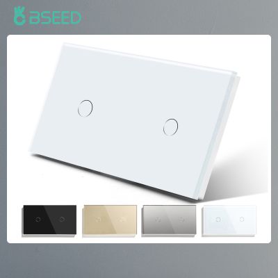 hot！【DT】 BSEED Wall Switches 2Gang 1Way Glass Panel Dark Blacklight