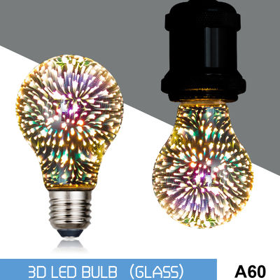 【 Sunyanping】💖【ขายดี】🎈🎈E27หลอดไฟ LED ตกแต่ง3D 6W 85-265V โคมไฟดอกไม้ไฟหลอดไฟวินเทจดาว