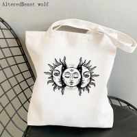 【ACD】   Women Shopper Bag Sun And Moon Printed Kawaii Bag Harajuku Shopping Canvas Shopper Bag Girl Handbag Tote Shoulder Lady Bag