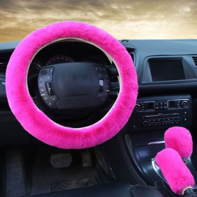 【CW】❍✥  3Pcs/Set Car Steering Cover Gearshift Handbrake Protector Decoration Warm Soft Thick Collar
