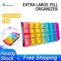 【Online】 fuhe325196378 【คลังสินค้าพร้อม】รายสัปดาห์ขนาดใหญ่พิเศษ Pill Organizer 2ครั้งต่อวัน,Am Pm Pill Organizer 7วัน,Daily Pill Box Organizer
