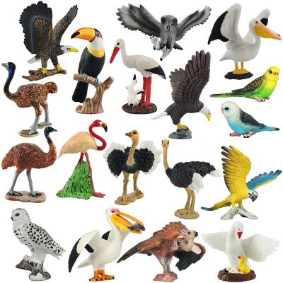 On the snow simulation animal model of the eagle parrot bird owl flamingos crane ostrich educational toys gifts