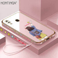 Hontinga เคสโทรศัพท์สำหรับ Samsung Galaxy A30 A20,เคสแฟชั่นน่ารักสาวหรูหราชุบโครเมี่ยม TPU นิ่มสี่เหลี่ยมเคสโทรศัพท์แบบเต็มฝาปิดกล้องเคสยางกันรอยสำหรับเด็กผู้หญิง