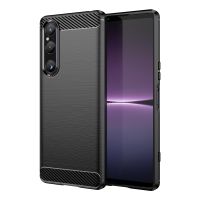 สำหรับ Sony Xperia 1 V คาร์บอนไฟเบอร์เนื้อลายขนแปรง TPU เคสโทรศัพท์ (สีดำ) (มีในสต็อก)