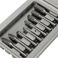 8pc 1/4－(6 มม.) Shank Double Cut Carbide Rotary Burr Bit Set CNC แกะสลัก W / Box