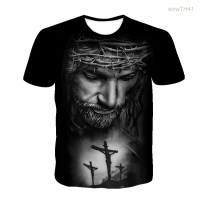 2023 NEW Mens And Womens Summer Fashion 3d Jesus Cross Print T-shirt Size：s-5xl