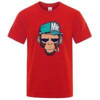 Men And Inch Shirt Smoking Monkey Cartoon Print Casual Short Sleeve Loose Oversized T-Shirt Breathable Soft Clothes S-4XL-5XL-6XL