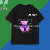 ┅☸ Summer New Trend YONEX Purple Violent Bear Print Mens and Womens Quick Drying Sports Shirt