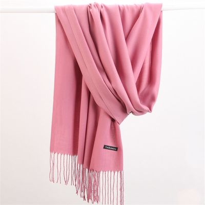 Fashion Solid Color 2023 Women Scarf Winter Hijabs Tessale Tassels Long Lady Shawls Cashmere Like Pashmina Hijabs Scarves Wraps