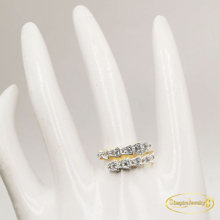 inspire-jewelry-แหวนงู-งูพัน-แหวนรุ่นนิยม-แหวนประดับเพชรcz-งานจิวเวลลี่หรู-ตัวเรือนหุ้มทอง-24k-สามารถปรับขนาดได้-พร้อมกล่องทอง