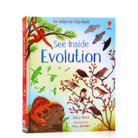 Original English picture book see inside evolution Usborne look at a series of evolution secrets childrens stem Popular Science Encyclopedia cardboard flip book English Enlightenment early education cognitive fun popular science parent-child picture book